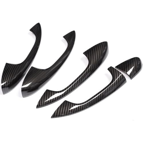For Mercedes Benz EQC 2019-2020 LHD Chrome Carbon Fiber Door Handle Cover Car Styling Accessories Stickers