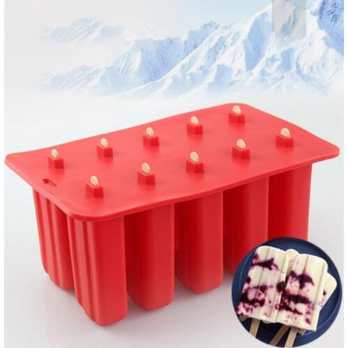10 Grids Ice Mold Low Temperature Resistant Sturdy Silicone Ice Cream Maker Mold for Kitchen Cafe Bar