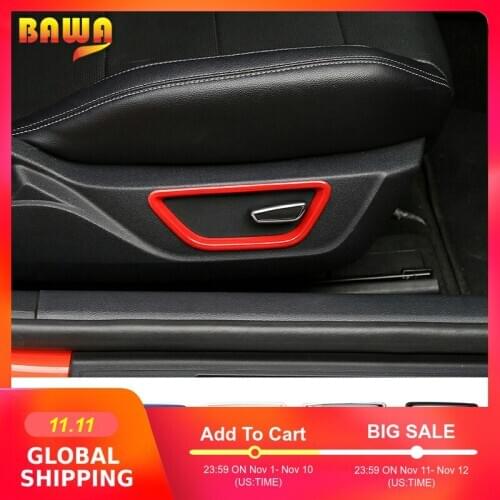 HANGUP 5 Color ABS Car Seat Adjustment Button Decoration Ring Interior Stickers Fit For Ford Mustang 2015 Up Car Styling