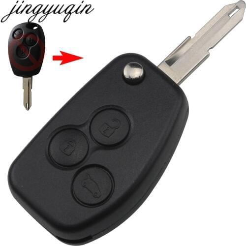 Jingyuqin 3 Buttons Modified Flip key Fob Case for Renault Kangoo Clio DACIA Logan Sandero Key Remote Shell