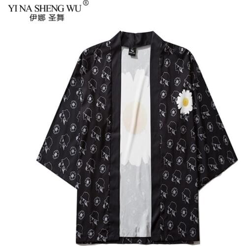 Ins Chrysanthemum Print Kimono Women Men Women Cardiga Blouse Haori Asian Clothes Samurai Kimonos Harajuku Japanese Fashion Robe