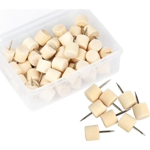 LMDZ 50PCS 20MM Thumbtack Wooden Thumbtack Cylindrical Pushpin Positioning Pin Photo Wall Studs Nail School Office Supplies