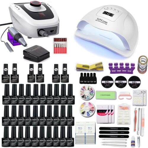 Nail Set With Display 35000RPM Nail Drill Machine Nail Lamp 30/20 Gel Nail Polish Kit manicure tools nail supplies Kit