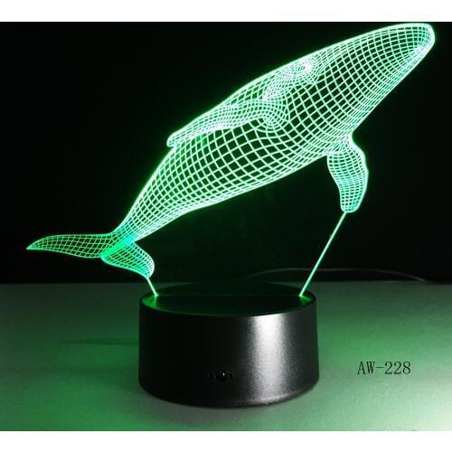 Shark Model 3D LED Lamp Creative Desk Lamp Visual Night Light USB Color-changing Light As Childrens Gift Drop Shipping AW-228