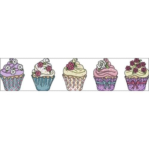 A row of cupcakes patterns Counted Cross Stitch 11CT 14CT 18CT DIY Chinese Cross Stitch Kits Embroidery Needlework Sets