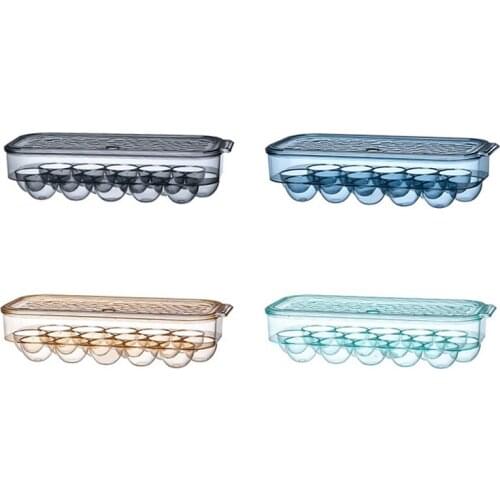 New Egg Storage Box Egg Holder for Refrigerator Transparent Single Layer with Lid Stackable Egg Containers for 16 Eggs