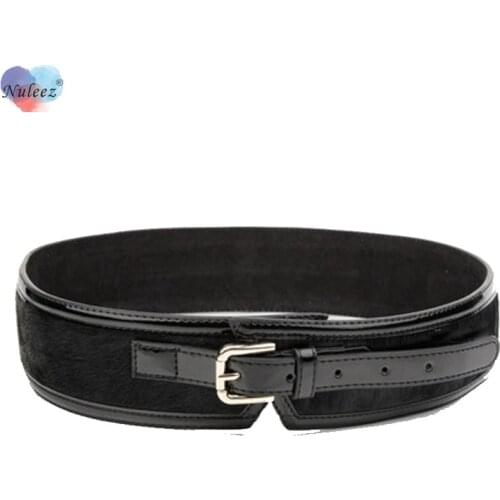 Nuleez Genuine Cowhide Wide Cummerbunds Female Leopard Grain Accessory for Suits and Winter coats to make you slim and cool