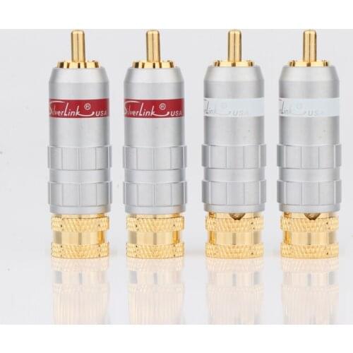4PCS 24K Gold Plated RCA Plug Screw Locking Wire Solder Male Connector for DIY HIFI RCA interconnect cable Cable