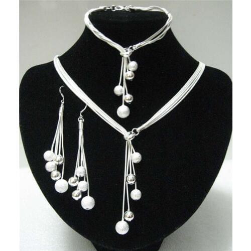 Sale Ladies' Jewelry, Bracelet Necklace Pendant Earrings Silver color-plated Beads, African Jewelry Set Popular Jewelry