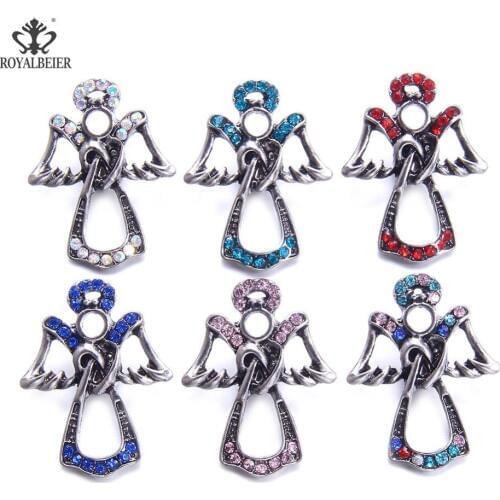 ROYALBEIER Mixed Rhinestone Metal Snap Fit 18mm Snap Button Gold Colorful Beads Jewelry For 18/20mm Snap Bracelet Jewelry KM0133