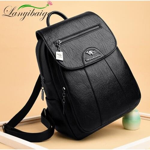 Simple Style Womens PU Leather Backpack Ladies Famous Brand School Backpacks Girls Backpack Ladies Backpack Summer Bags