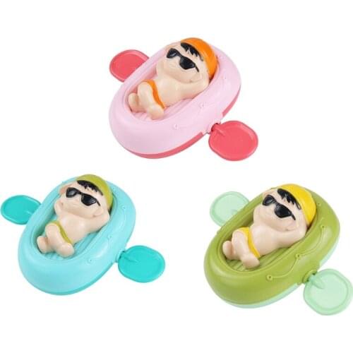 Cute Floating Kayak Bathtub Water Toys Wind-up Bath Toys Interactive Toys for Kids Toddlers Cartoon Clockwork Toys 69HE