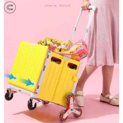 Folding Shopping Cart Shopping Artifact Trolley Trolley Cart Net Celebrity Portable Home Climbing Stairs Trolley