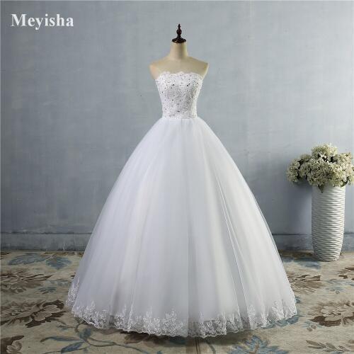 ZJ9061 Bridal Dresses White Ivory Strapless Beads Wedding Dress Lace edge Gown Custom Size 2 4 6 8 10 12 14 16 18 20 22 24 26 28