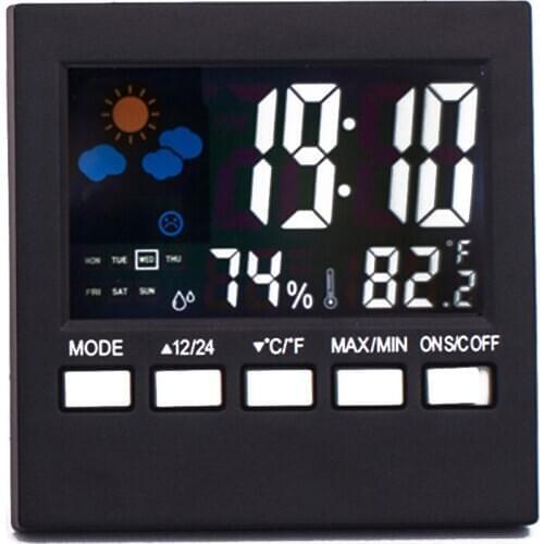 LED Alarm Clock Digital Weather Forecast Station Multifunction Temperature Humidity Backlight FBE3