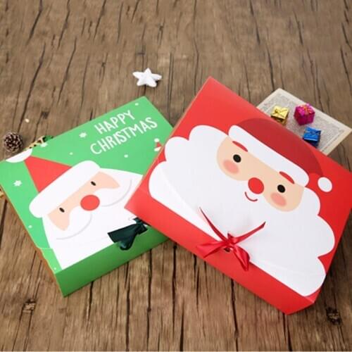 10Pcs Christmas Gift Box Merry Christmas Santa Claus Carton Cookie Macarons Birthday Party Gift Decoration For Kids Party