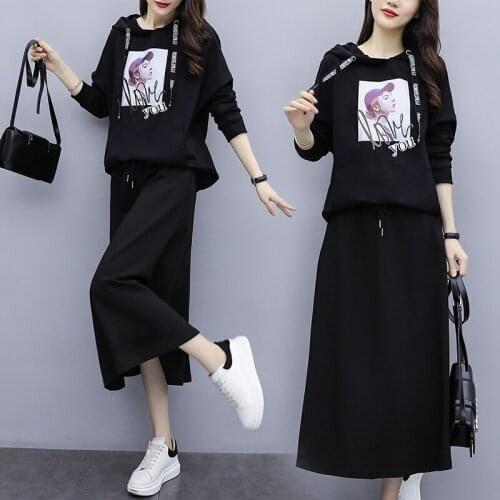 2020 winter new plus size womens loose and thin plus velvet thick two-piece suit fashion clothes for women