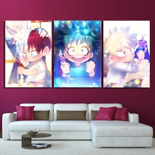 3 Piece HD Anime Boys Pictures My Hero Academia Cartoon Movie Poster Paintings Wall Stickers Canvas Art for Home Decor