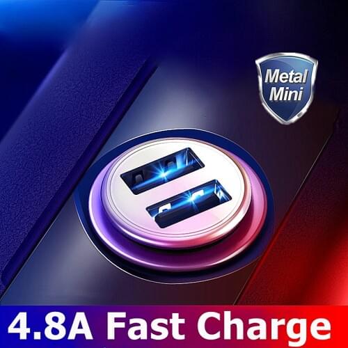 3.1A Fast Charger Mini USB Car Charger For Mobile Phone Tablet GPS Car-Charger Dual USB Car Phone Charger Adapter With luminous