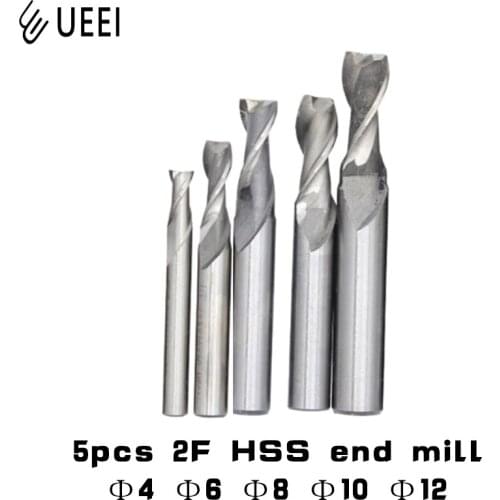 5pcs 2-blade HSS milling cutters 4mm 6mm 8mm 10mm 12mm CNC milling machine special metal processing tools