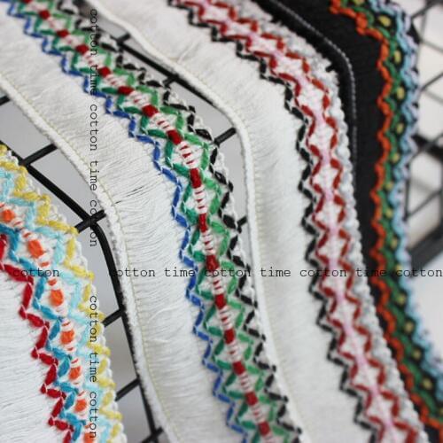 5yards/lot tassel trim 3.5cm wide woven webbing ribbon with tassel in vintage style accessory for bag garment free shipping