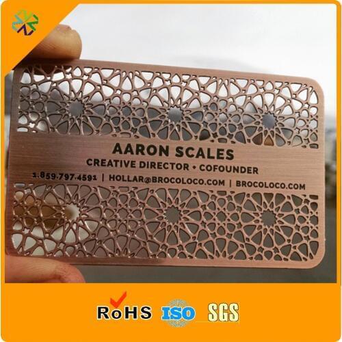 88.9*50.8mm Luxury red bronze metal cards printing with brushed effect from China supplier