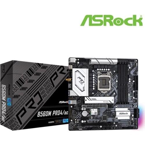 ASROCK B560M Pro4/AC Micro Intel ATX B560 DDR4 4800+(OC)MHz New Max-128G Double Channel Socket 1200 Motherboard