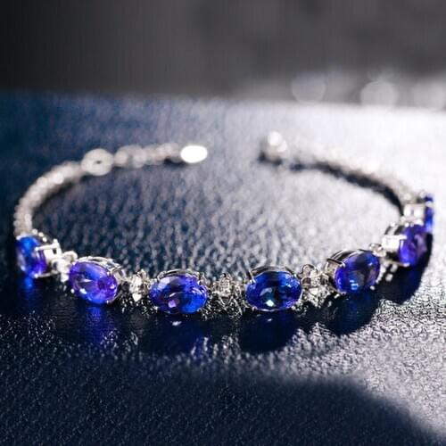 2020 Luxury AAA Blue Zircon Charm Bracelet For Women Trendy Silver Plated Designer Female Jewelry Birthstone Valentine Gifts