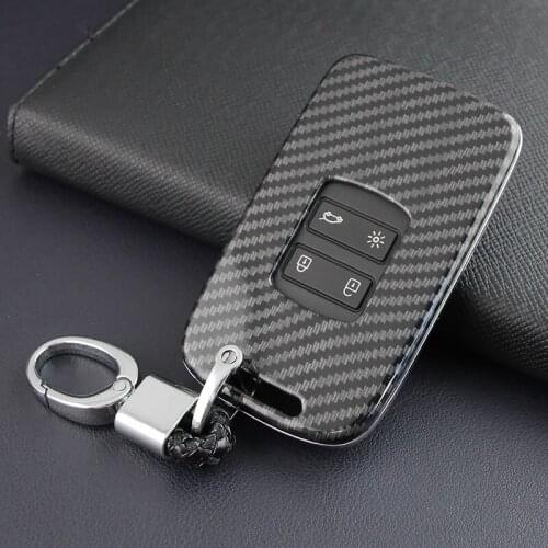 Car Key Case + Keychain for Renault Koleos 2017-2019 Kadjar Megane Koleos New Design Carbon Fiber Car Key Cover Key Accessories