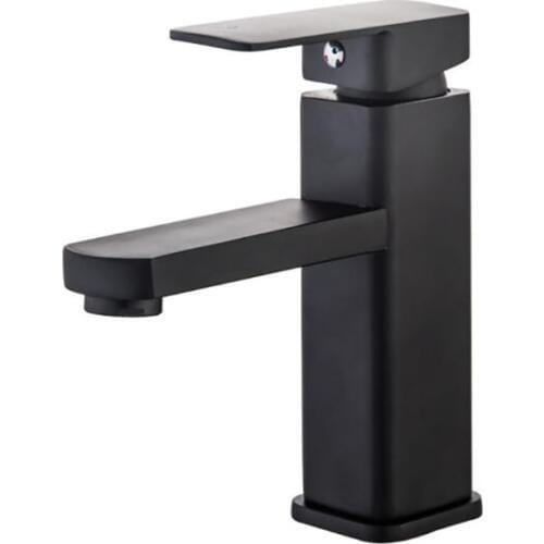 Black Square Bathroom Basin Faucet, Mesh Filter Outlet, Single Handle Zinc Alloy Lavatory Single Hole Sink Faucet Mixer Tap