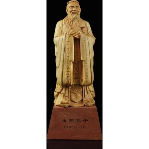 11/15cm Wood Confucius Statue Boxwood Carving Chinese-Style Home decor Gift to Send Teachers Characters Crafts Home Feng Shui