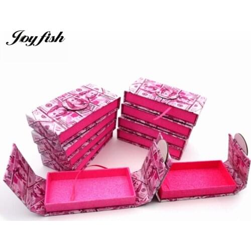 Lash Box Packaging Pink Money Mink Eyelashes Empty Boxes for 25mm Eye Lashes Extensions Makeup Tools Vendors