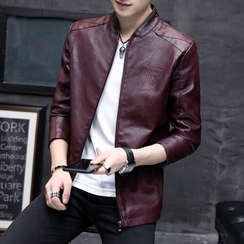2021 NEW New Leather Jacket Male Slim Spring Fashion Zipper Pockets Leather Mens Jacket Pure Color Leisure Qzq811 4Xl