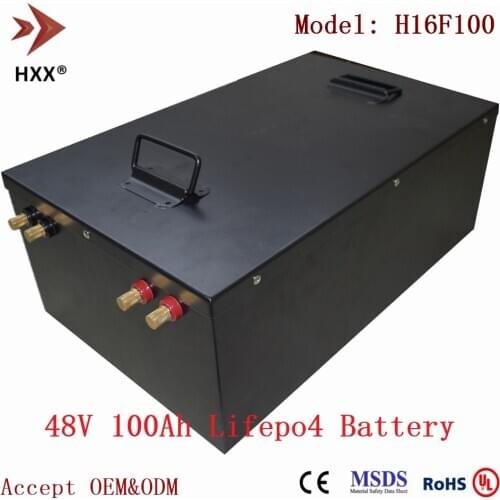 Lifepo4 48V 100Ah Battery Built 16S BMS 51.2V 100 Ah Lithium Ion Batteries Pack 5000 Cycles OEM Metal Case for RV Golf Carts