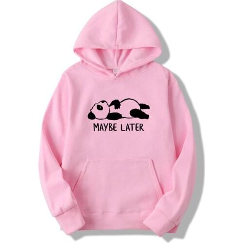 Maybe Later Panda Hoodies Casual Men Women Sweatshirt Boys Girls Cute Panda Printed Pullover Funny Teens Couple Hood Hoodie