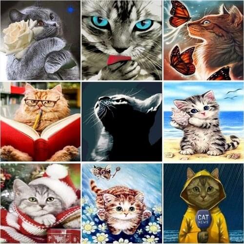 Painting By Numbers Glowing Cat Oil Painting For Adults DIY Kit Canvas Frame Picture Drawing Coloring By Numbers Decor