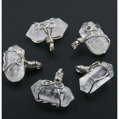 Natural White Crystal Stonel Pendant Irregular Shape Exquisite charm for Jewelry Making DIY Necklace Reiki Healing Gift