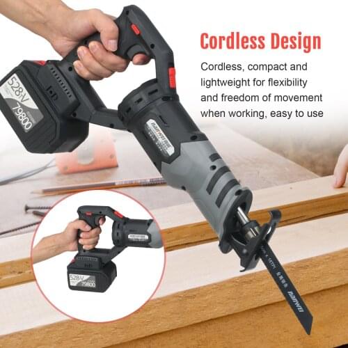 21V Brushless Reciprocating Saw Cordless Reciprocating Saw Electric Portable High Power Cutting Saw for Wood / PVC / Metal