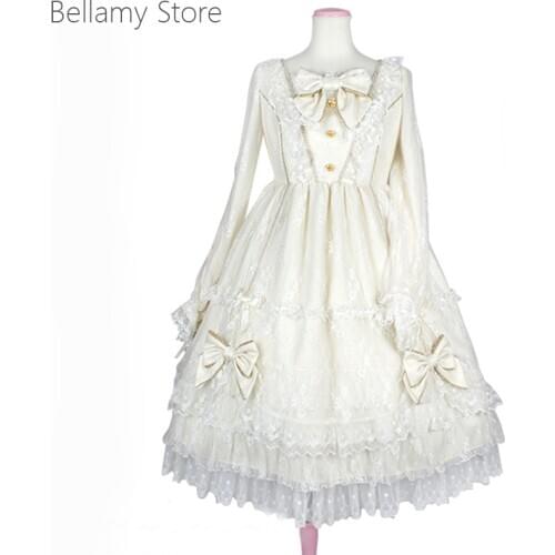 Victoria Lolita Retro Lace Ruffle decoration bow big swing pompous skirt dress womens dress