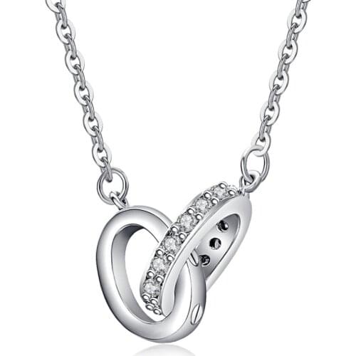 Simple Double Round Gold Women Pendant Necklace Love Metal Pendant Charming Trendy Necklace Choker Jewelry Free Shipping