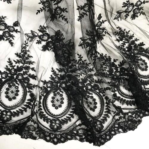 3Y/lot Transparent car bone lace embroidered mesh fabric European style women dress wedding decoration