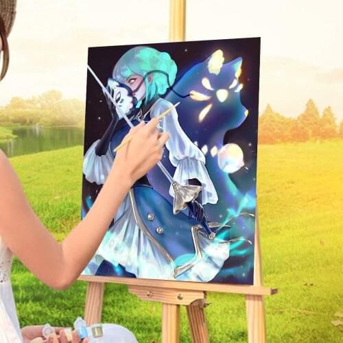 Cartoon Girl Woman Painting By Numbers Complete Kit Acrylic Paints 40*50 Canvas Painting Loft Picture Crafts For Adults Art