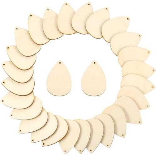 650Pcs DIY Unfinished Wooden Teardrop Earring Pendants Blank Wood Dangle Earring Charms Kit with Earring Hook Jump Rings