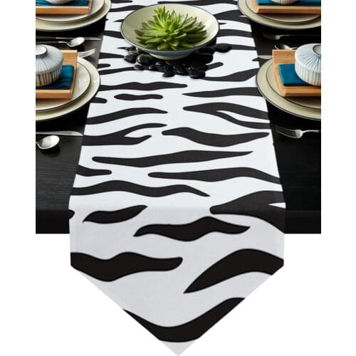 Animal Skin Texture Zebra Table Runner Modern Table Flag Home Party Country Wedding Decoration Tablecloth Table Runners
