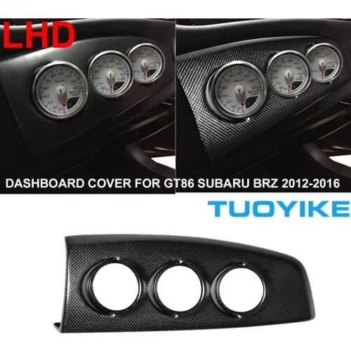 LHD Car Styling Real Carbon Fiber Console Central Dashboard Cover Trim Panel Sticker 3 Hole For Toyota GT86 Subaru BRZ 2012-2016