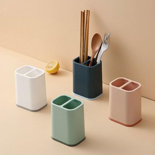 2 Grids Spoon Chopsticks Fork Storage Box Flatware Drain Rack Kitchen Countertop Cutlery Rack Organizer 4 Colors