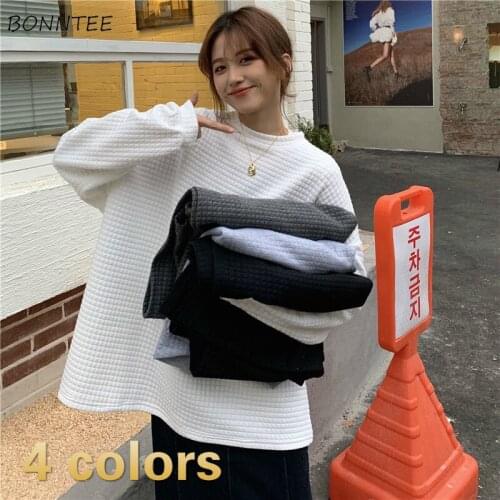 Hoodies Women Round Neck Long Sleeve Casual Korean Style Students Loose Comfortable Female Spring-autumn Ropa Mujer De Moda Kpop