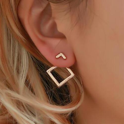 Gold Silver Earrings Small Triangle Square Geometric Design New Fashion Stud Earrings for Women Clip Ear Jewelry Wholesale 2020