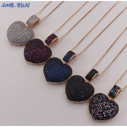 MHS.SUN New arrival fashion heart zircon necklace women chain necklace luxury choker for girls Valentines Day cz jewelry 1pc