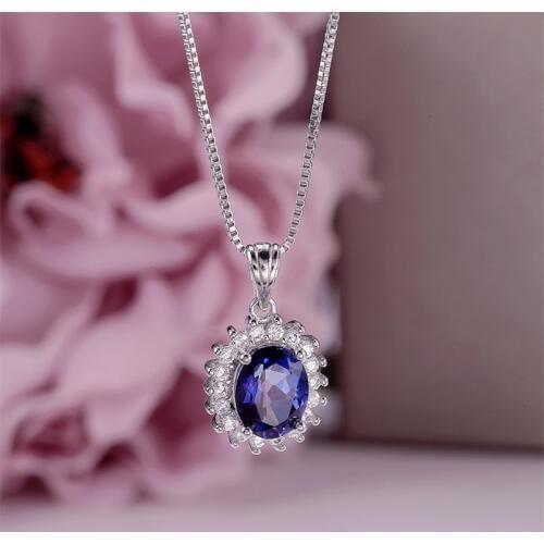 100% Natural Tanzanite Necklace Pendant For Women 925 Silver Blue Oval Gemstone Fine Jewelry Luxury Colar High Quality CCN013-1